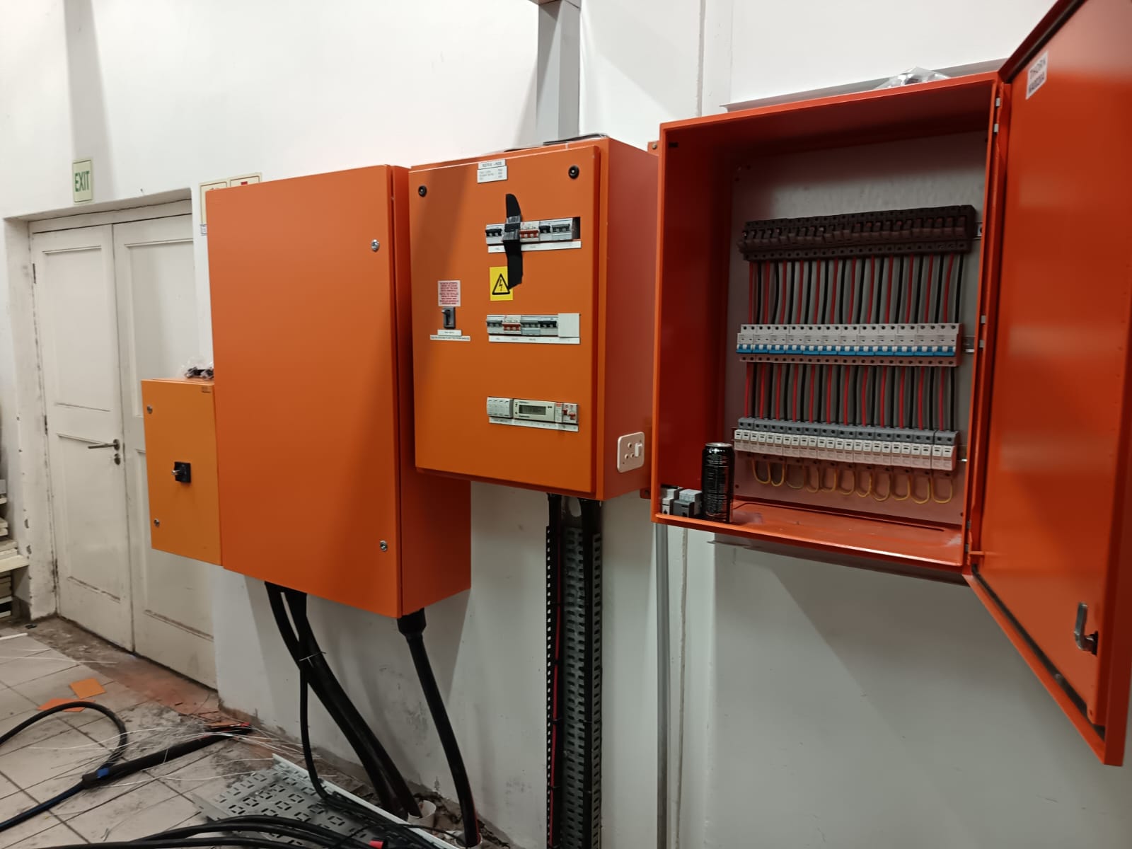 Custom orange electrical distribution boards — solar system protection