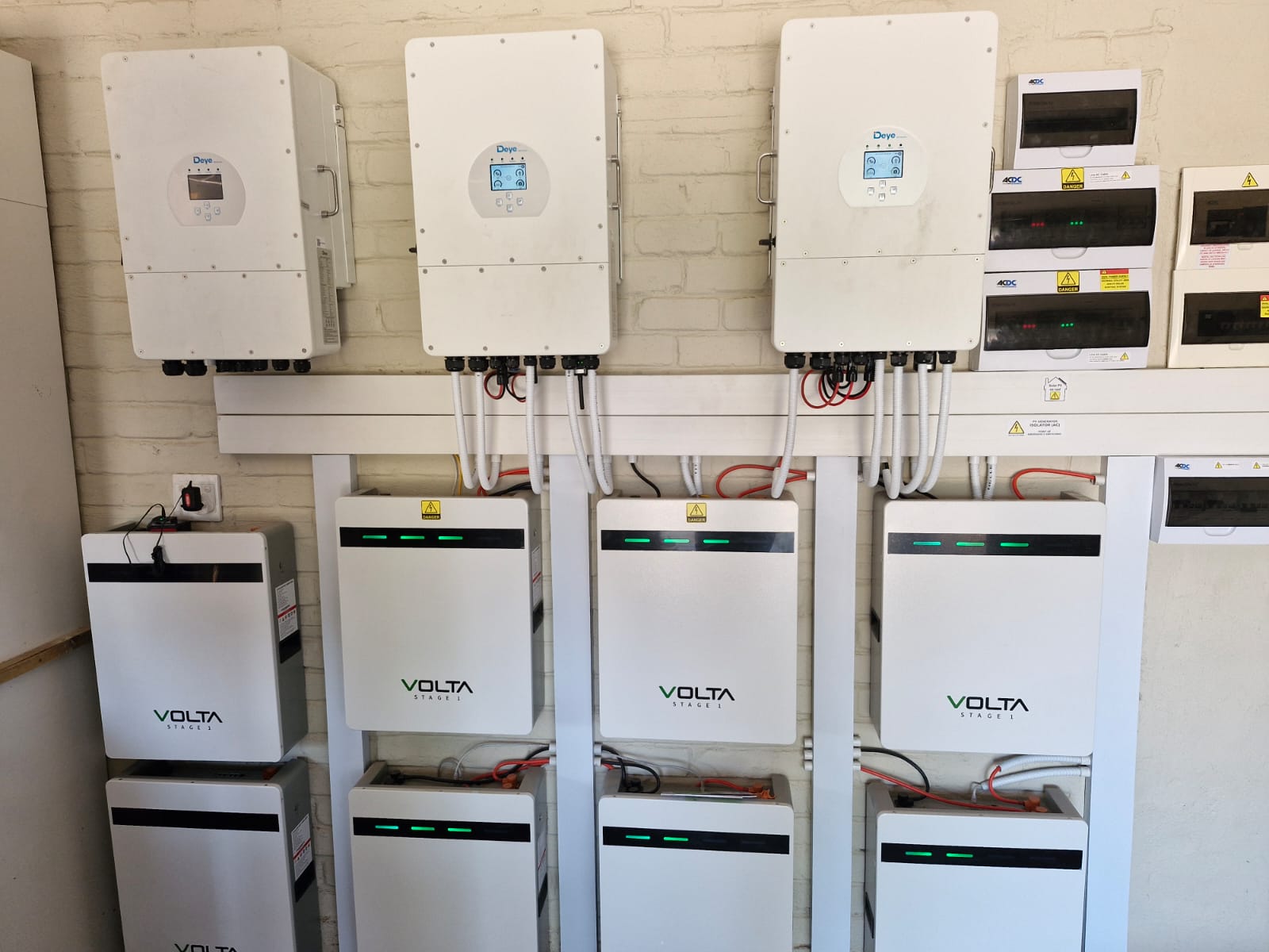 Deye inverters with Volta Stage 1 battery bank and ACDC distribution boards